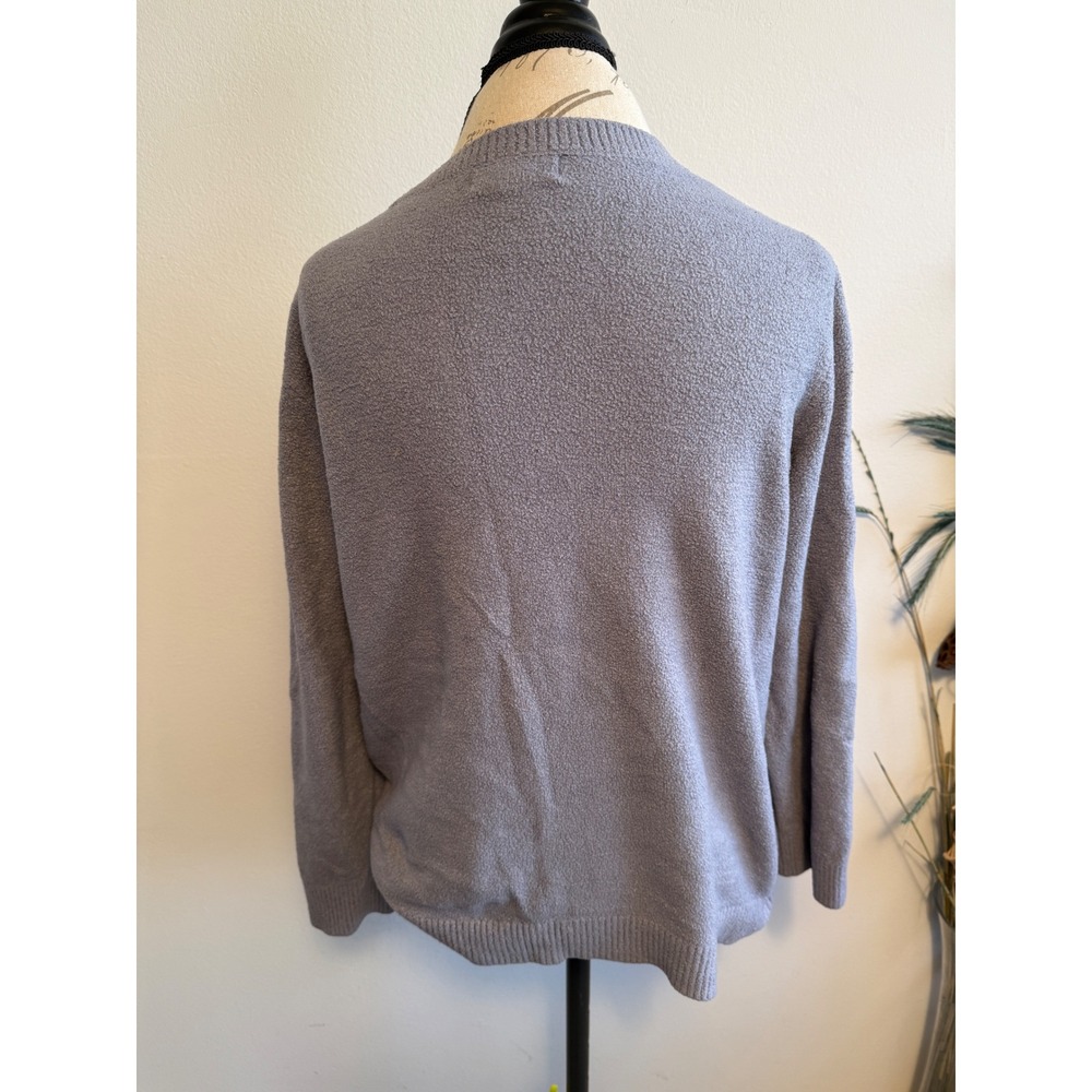 Barefoot Dreams CozyChic Lite Gray Pullover Sweater Womens Size L Soft‎ Knit